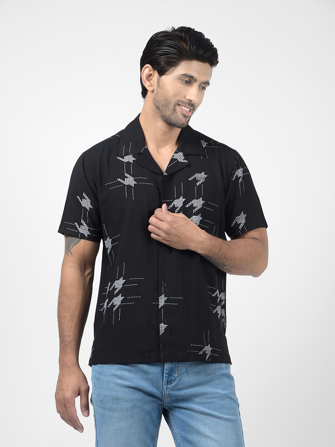Numero Uno Men Embroidered Black Shirt